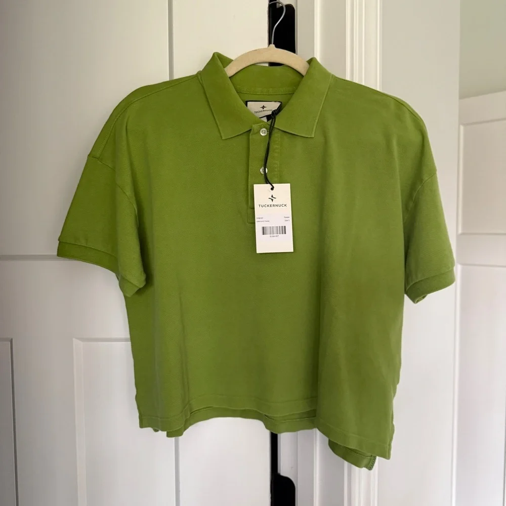 NWT Tuckernuck Peridot Green Pique Holmes Boyfriend Polo New - Picture 3 of 6